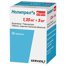 Изображение товара Нолипрел А форте таблетки покрыт.плен.об. 1,25 мг+5 мг 30 шт