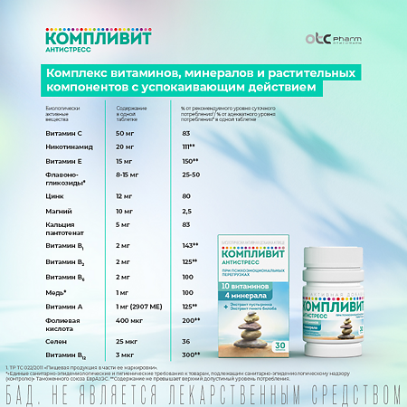 Компливит Антистресс таблетки массой 525 мг 30 шт