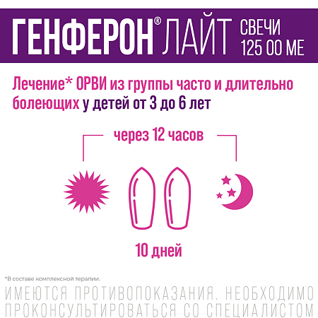 Генферон лайт суппозитории вагинальные и ректальные 125000 ме+5 мг 10 шт