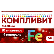 Изображение товара Компливит Железо таблетки покрытые оболочкой массой 525 мг 60 шт
