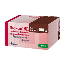 Купить Лориста НД таблетки покрыт.плен.об. 25 мг+100 мг 60 шт цена