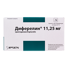 Изображение товара Диферелин лиофилизат д/приг суспензии для в/м введ с пролонг высвобождением 11,25 мг фл в комплекте 1 уп