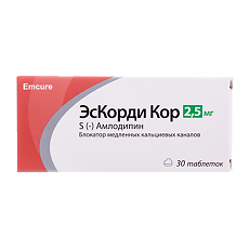 Купить ЭсКорди Кор таблетки 2,5 мг 30 шт цена