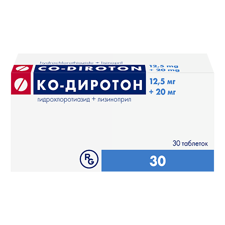 Ко-Диротон таблетки 12,5 мг+20 мг 30 шт