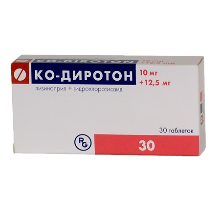 Ко-Диротон таблетки 10 мг+12,5 мг 30 шт.