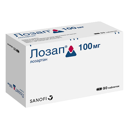 Лозап таблетки покрыт.плен.об. 100 мг 90 шт
