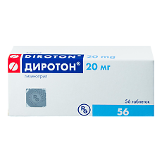 Купить Диротон таблетки 20 мг 56 шт цена