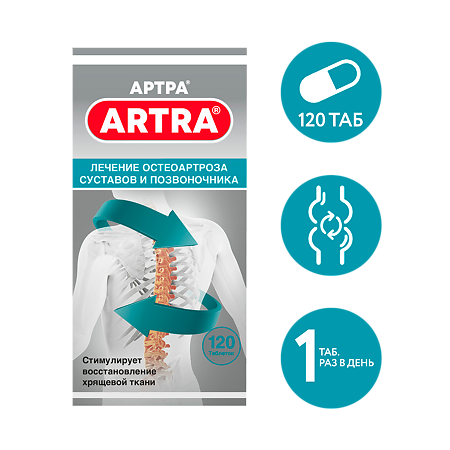 Артра таблетки покрыт.плен.об. 500 мг+500 мг 120 шт