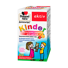 Купить Доппельгерц Актив Kinder Мультивитамины для детей со вкусом малины и апельсина жевательные пасталки массой 2,0 г 60 шт цена
