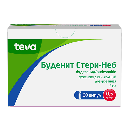 Буденит Стери-Неб суспензия для ингаляций дозированная 0,5 мг/мл 2 мл амп 60 шт