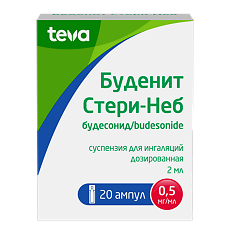 Купить Буденит Стери-Неб суспензия для ингаляций дозированная 0,5 мг/мл 2 мл амп 20 шт цена