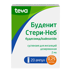 Купить Буденит Стери-Неб суспензия для ингаляций дозированная 0,25 мг/мл 2 мл амп 20 шт цена