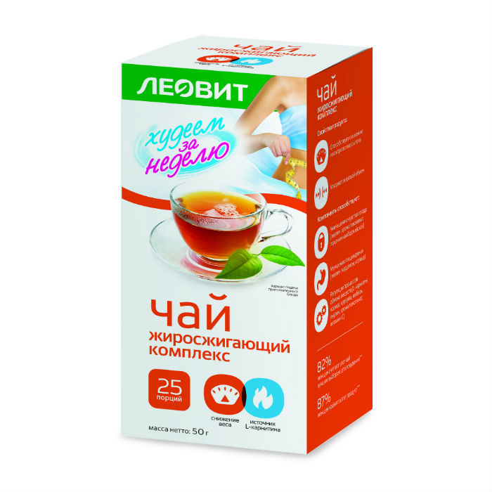 Изображение товара Леовит Худеем за неделю Чай жиросжигающий комплекс 25 пакетов по 2 г Изображение товара Леовит Худеем за неделю Чай жиросжигающий комплекс 25 пакетов по 2 г