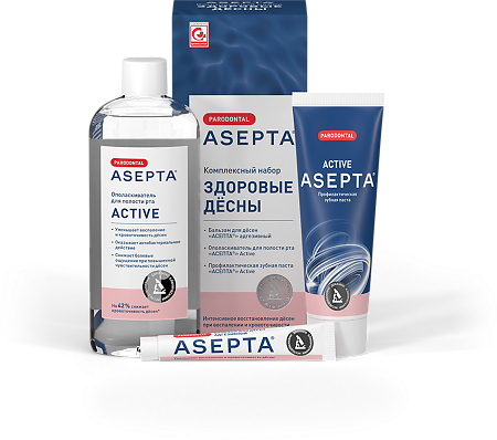 Изображение товара Асепта Здоровые Десны набор бальзам, паста, ополаскиватель 1 уп