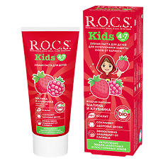 Купить R.O.C.S. Зубная паста для детей Малина-Клубника 4-7лет 45 г 1 шт цена