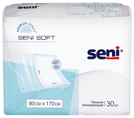 Seni Soft простыни (пеленки)  90х170см с крылышками 30 шт