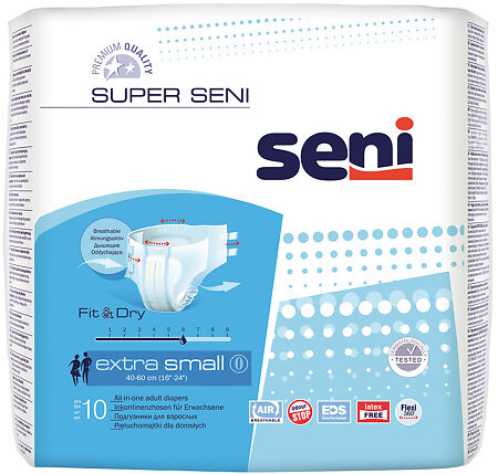 Seni Super Exrta Small подгузники для взрослых (40-60 см) 10 шт