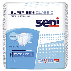Купить Seni Super Classic Medium подгузники для взрослых (75-110 см) 10 шт цена