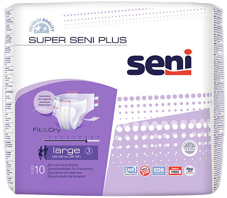 Seni Super Plus Large подгузники для взрослых (100-150 см) 10 шт