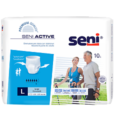 Купить Seni Active Подгузники-трусы для взрослых Large (3) обхват талии 100-135 см 10 шт цена