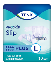Купить Tena Proskin Slip Plus подгузники для взрослых р. L (96 - 144 см) 10 шт цена