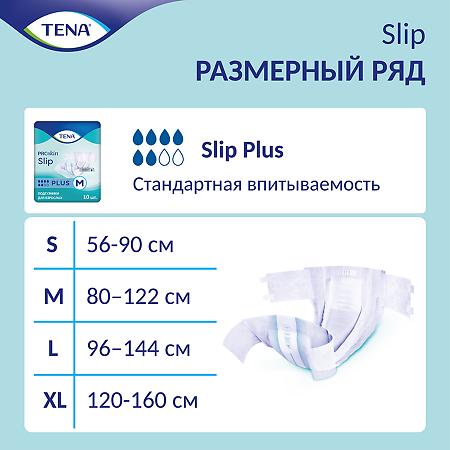 Tena Proskin Slip Plus подгузники для взрослых р. L (100-150 см) 10 шт