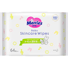 Купить Merries Детские влажные салфетки Flushable запасной блок 64 шт цена