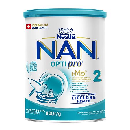 NAN 2 Optipro Премиум Сухая молочная смесь с 6 мес 800 г 1 шт