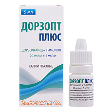 Изображение товара Дорзопт Плюс капли глазные 20 мг/мл+5 мг/мл 5 мл 1 шт