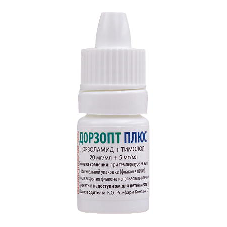 Дорзопт Плюс капли глазные 20 мг/мл+5 мг/мл 5 мл 1 шт