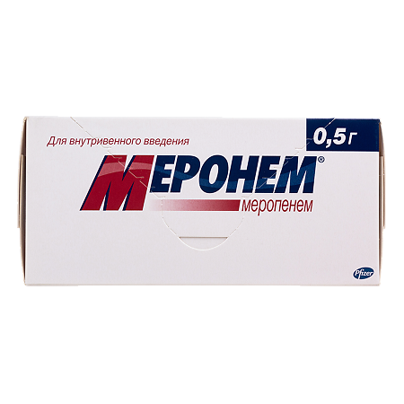 Меронем порошок д/приг раствора для в/в введ  0,5 г 10 шт