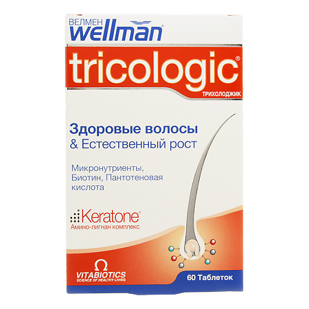 Изображение товара Велмен Трихолоджик БАД с витаминами минералами 60 табл Витабиотикс Лтд Великобритания