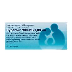 Купить Пурегон раствор для п/к введ 900 ме картридж 1,08 мл в компл. с иглами 9 шт. 1 уп. цена
