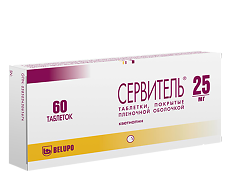 Купить Сервитель таблетки покрыт.плен.об. 25 мг 60 шт цена