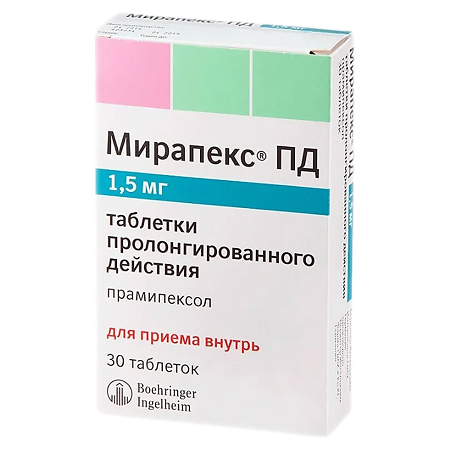 Мирапекс ПД таблетки с пролонг высвобождением 1,5 мг 30 шт