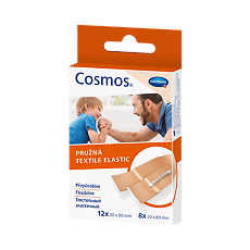 Купить Пластырь Cosmos elastic эластичный нестерильный 2 размера 20 шт (2 см х 6 см -12 шт, 2 см х 8 см-8 шт) 1 уп цена