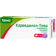 Купить Карведилол-Тева таблетки 25 мг 30 шт цена