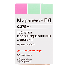 Изображение товара Мирапекс ПД таблетки с пролонг высвобождением 0,375 мг 10 шт