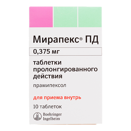 Мирапекс ПД таблетки с пролонг высвобождением 0,375 мг 10 шт