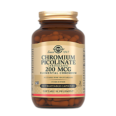 Изображение товара Solgar Пиколинат хрома 200 мкг / Chromium Picolinate 200 mcg Vegetable Capsules капсулы массой 345 мг 90 шт