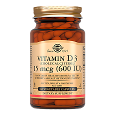 Изображение товара Solgar Витамин D3 600 МЕ / Vitamin D3 600 IU (Cholecalciferol) Vegetable Capsules капсулы массой 240 мг 60 шт