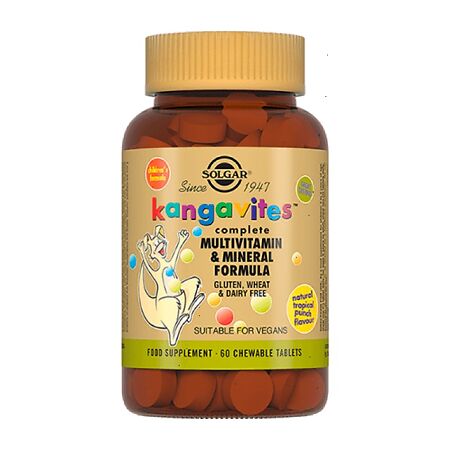 Solgar Кангавитес комплекс вимаминов и минералов вкус тропических фруктов жевательные таблетки масссой 1600 мг 60 шт