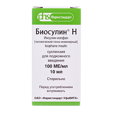 Купить Биосулин Н суспензия для п/к введ 100 ме/мл 10 мл фл 1 шт цена