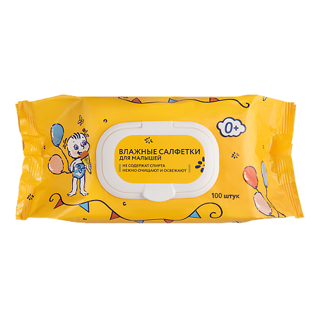 Изображение товара Курносики влажные детские салфетки с клапаном 100 шт гипоаллергенные