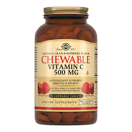 Изображение товара Solgar Витамин C 500 мг жевательные таблетки с малиновым вкусом 90 шт
