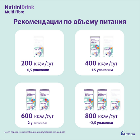 NutriniDrink Multi Fibre с пищевыми волокнами готовая смесь с нейтральным вкусом 200 мл 1 шт