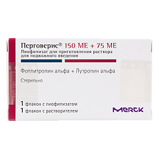 Купить Перговерис лиофилизат д/приг раствора для п/к введ 150 me+75 ме фл 1 шт цена