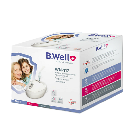 Ингалятор небулайзер B.Well WN-117 компрессорный семейный 1 шт