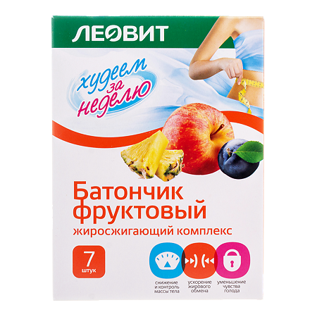 Изображение товара Леовит Худеем за неделю Батончик Жиросжигающий комплекс фруктовый 7 шт