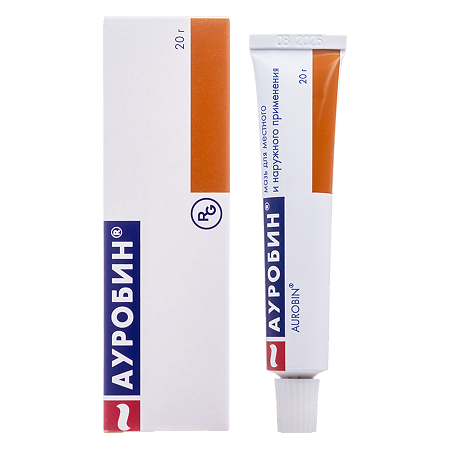 Ауробин мазь для местного и наружного применения 20 мг+20 мг+2 мг/г 20 г 1 шт